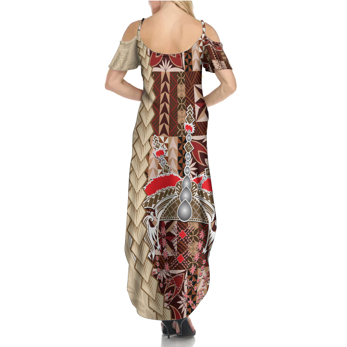 Samoa Tapau Family Matching Summer Maxi Dress and Hawaiian Shirt Samoan Siapo Pattern LT14 - Polynesian Pride