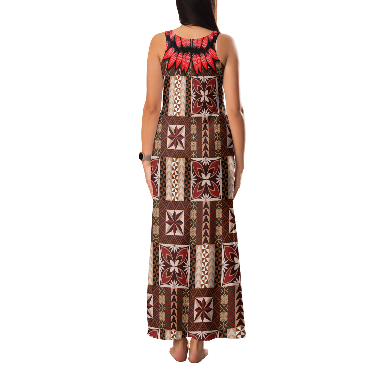 Samoa Siapo Family Matching Tank Maxi Dress and Hawaiian Shirt Tapa Pattern Mix Ula Fala Hibiscus LT14 - Polynesian Pride