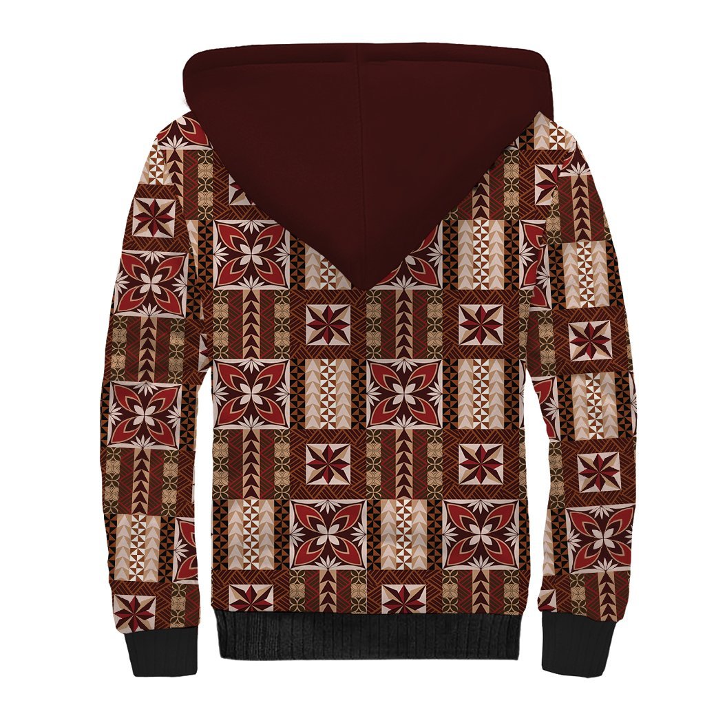 Samoa Siapo Sherpa Hoodie Tapa Pattern Mix Ula Fala Hibiscus LT14 - Polynesian Pride