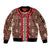 Samoa Siapo Sleeve Zip Bomber Jacket Tapa Pattern Mix Ula Fala Hibiscus LT14 Unisex Brown - Polynesian Pride