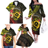 Vanuatu Christmas Family Matching Off The Shoulder Long Sleeve Dress and Hawaiian Shirt Vanuatuan Pig Tusk - Meri Krismas! LT14 - Polynesian Pride