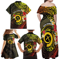 Vanuatu Christmas Family Matching Off Shoulder Maxi Dress and Hawaiian Shirt Vanuatuan Pig Tusk - Meri Krismas! LT14 - Polynesian Pride