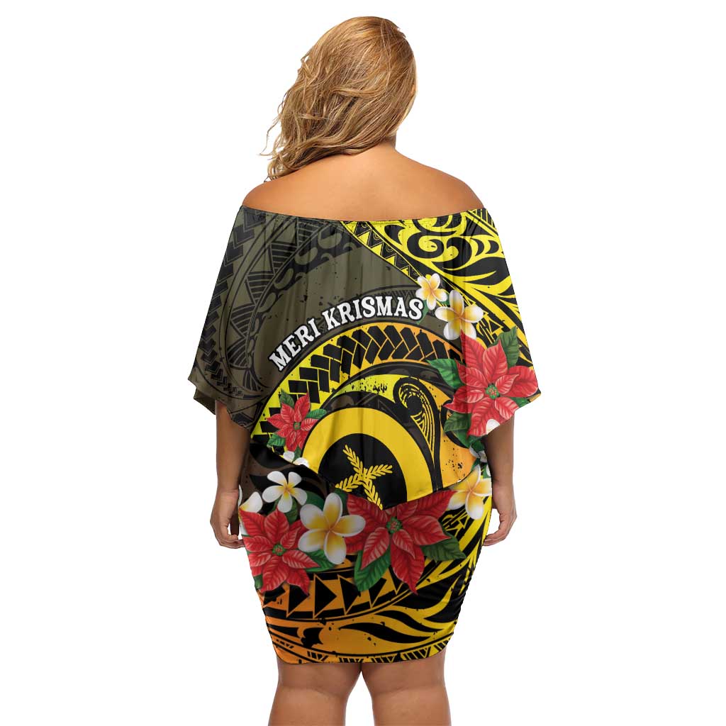 Vanuatu Christmas Family Matching Off Shoulder Short Dress and Hawaiian Shirt Vanuatuan Pig Tusk - Meri Krismas! LT14 - Polynesian Pride