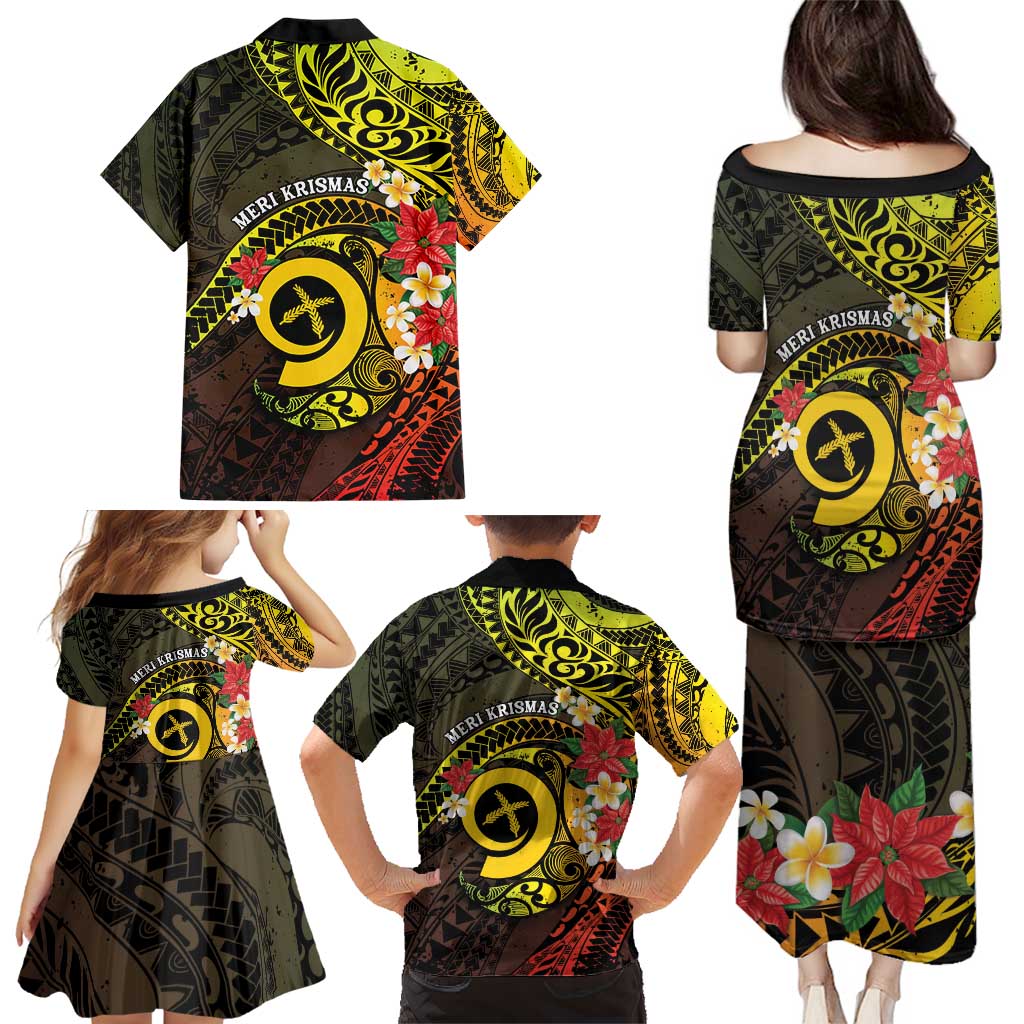 Vanuatu Christmas Family Matching Puletasi and Hawaiian Shirt Vanuatuan Pig Tusk - Meri Krismas! LT14 - Polynesian Pride