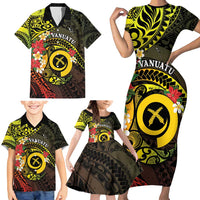 Vanuatu Christmas Family Matching Short Sleeve Bodycon Dress and Hawaiian Shirt Vanuatuan Pig Tusk - Meri Krismas!