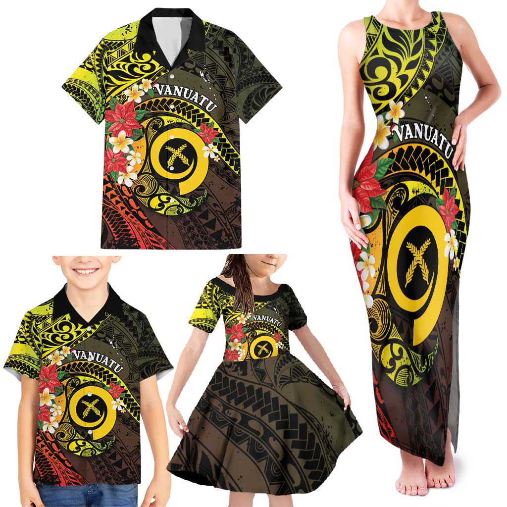 Vanuatu Christmas Family Matching Tank Maxi Dress and Hawaiian Shirt Vanuatuan Pig Tusk - Meri Krismas! LT14 - Polynesian Pride