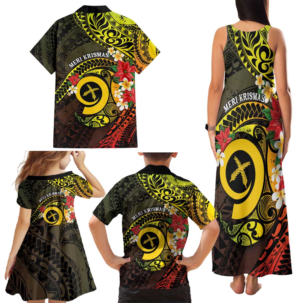 Vanuatu Christmas Family Matching Tank Maxi Dress and Hawaiian Shirt Vanuatuan Pig Tusk - Meri Krismas! LT14 - Polynesian Pride