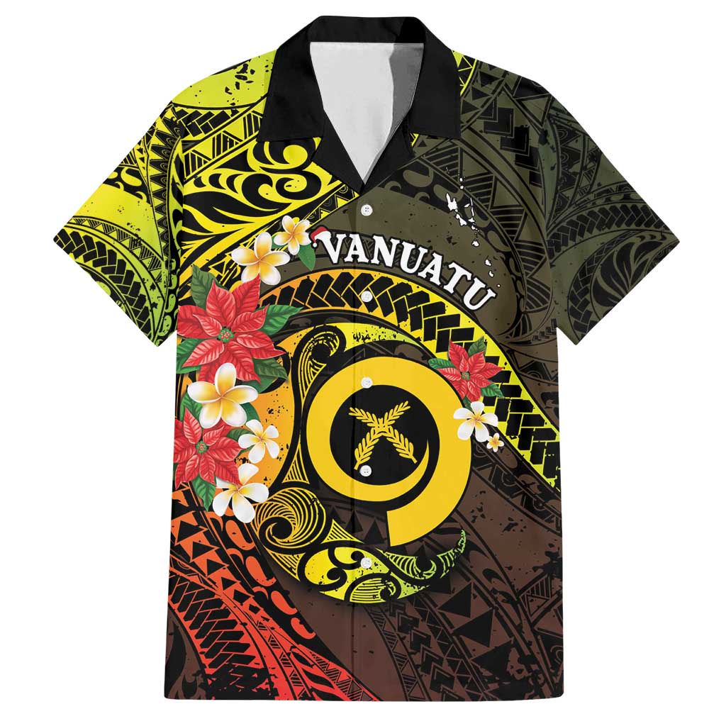 Vanuatu Christmas Family Matching Tank Maxi Dress and Hawaiian Shirt Vanuatuan Pig Tusk - Meri Krismas! LT14 Dad's Shirt - Short Sleeve Black - Polynesian Pride