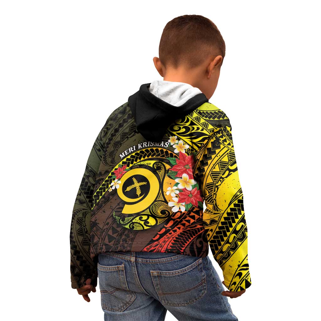 Vanuatu Christmas Kid Hoodie Vanuatuan Pig Tusk - Meri Krismas!