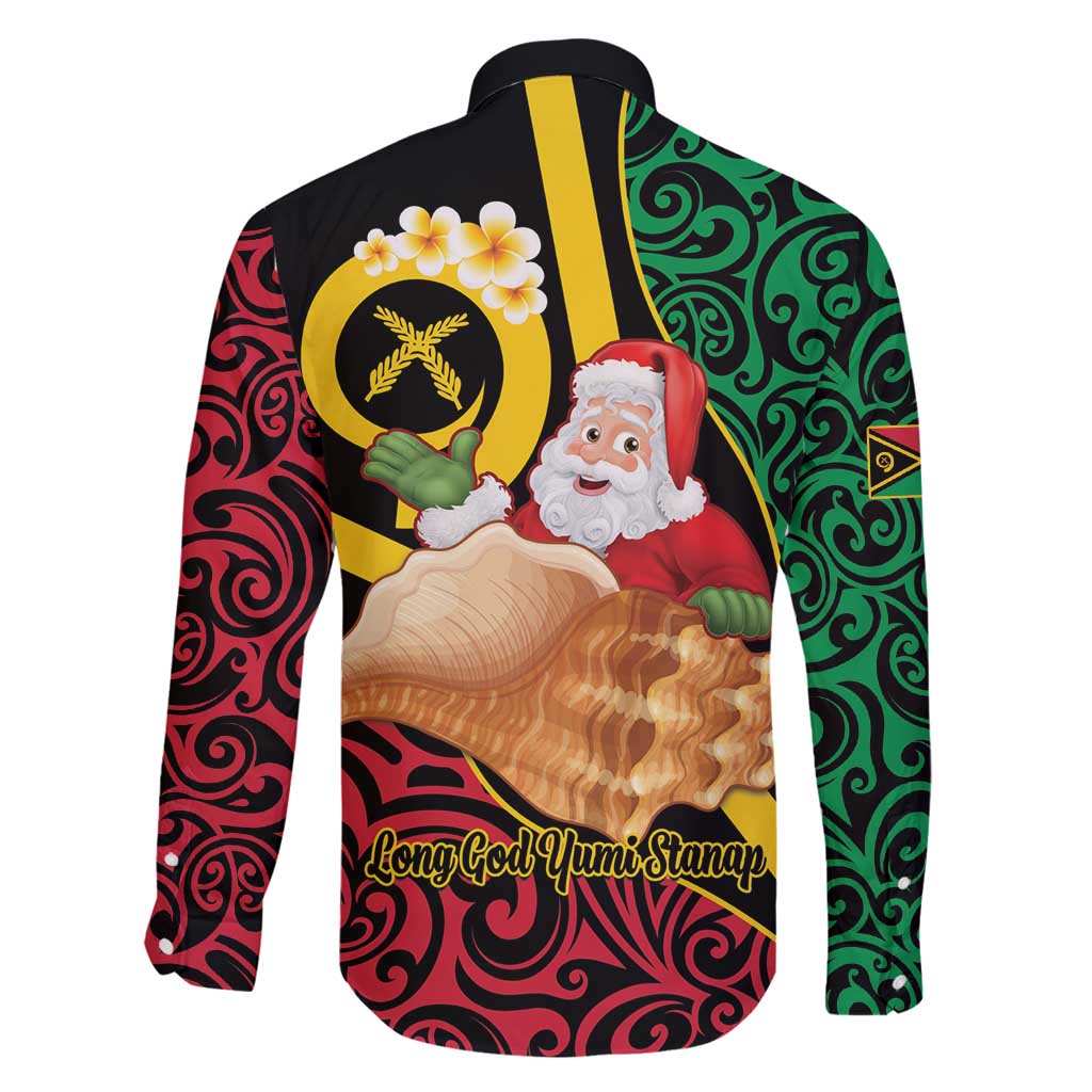 Vanuatu Christmas Family Matching Long Sleeve Bodycon Dress and Hawaiian Shirt Vanuatuan Conch Shell - Meri Krismas!