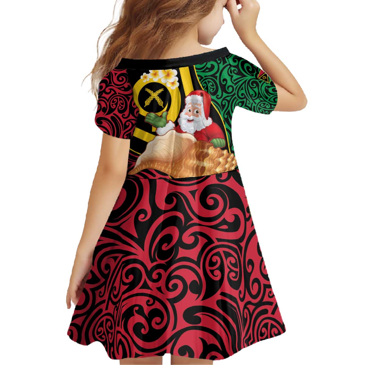 Vanuatu Christmas Family Matching Off The Shoulder Long Sleeve Dress and Hawaiian Shirt Vanuatuan Conch Shell - Meri Krismas! LT14 - Polynesian Pride