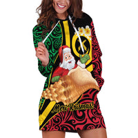 Vanuatu Christmas Hoodie Dress Vanuatuan Conch Shell - Meri Krismas! LT14 Black - Polynesian Pride