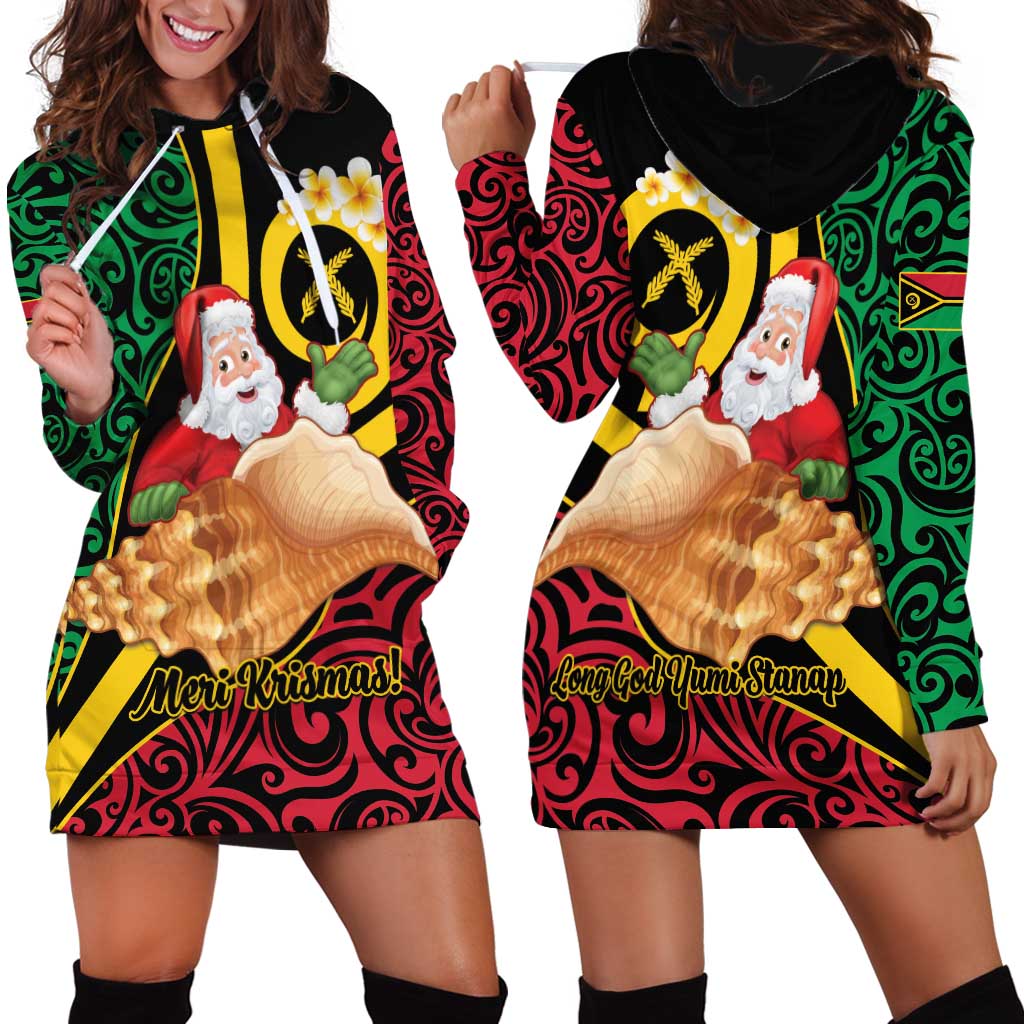 Vanuatu Christmas Hoodie Dress Vanuatuan Conch Shell - Meri Krismas! LT14 - Polynesian Pride