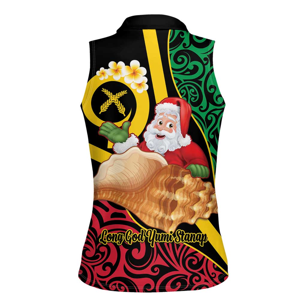 Vanuatu Christmas Women Sleeveless Polo Shirt Vanuatuan Conch Shell - Meri Krismas!