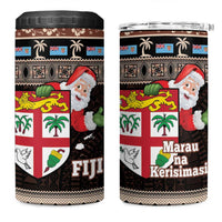Fiji Christmas 4 in 1 Can Cooler Tumbler Fijian Masi Marau na Kerisimasi! - Brown LT14 One Size: 16 oz Brown - Polynesian Pride