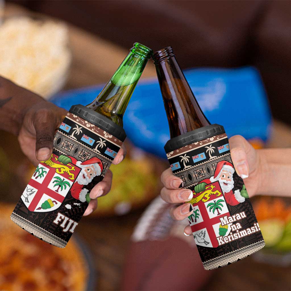 Fiji Christmas 4 in 1 Can Cooler Tumbler Fijian Masi Marau na Kerisimasi! - Brown LT14 - Polynesian Pride