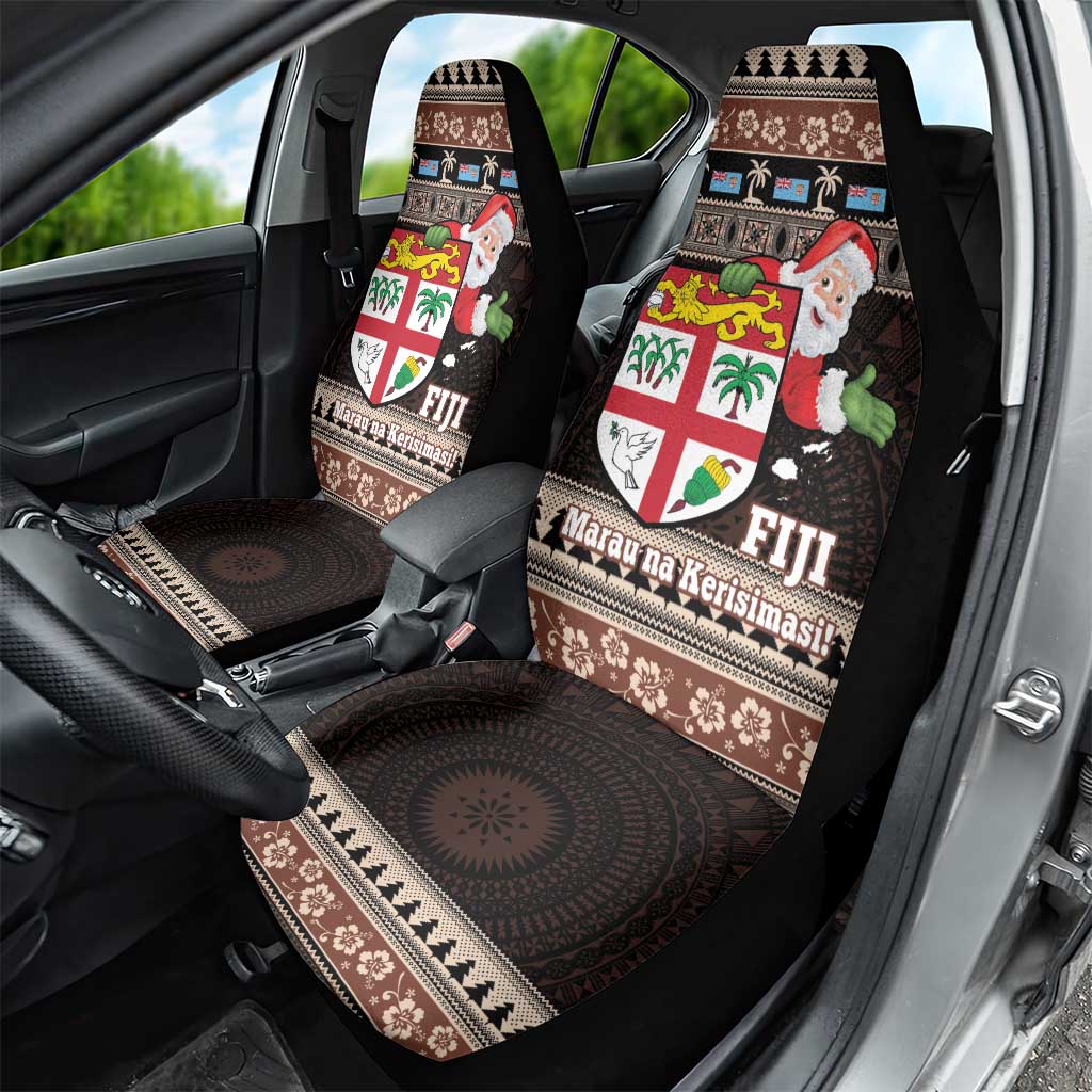 Fiji Christmas Car Seat Cover Fijian Masi Marau na Kerisimasi! - Brown
