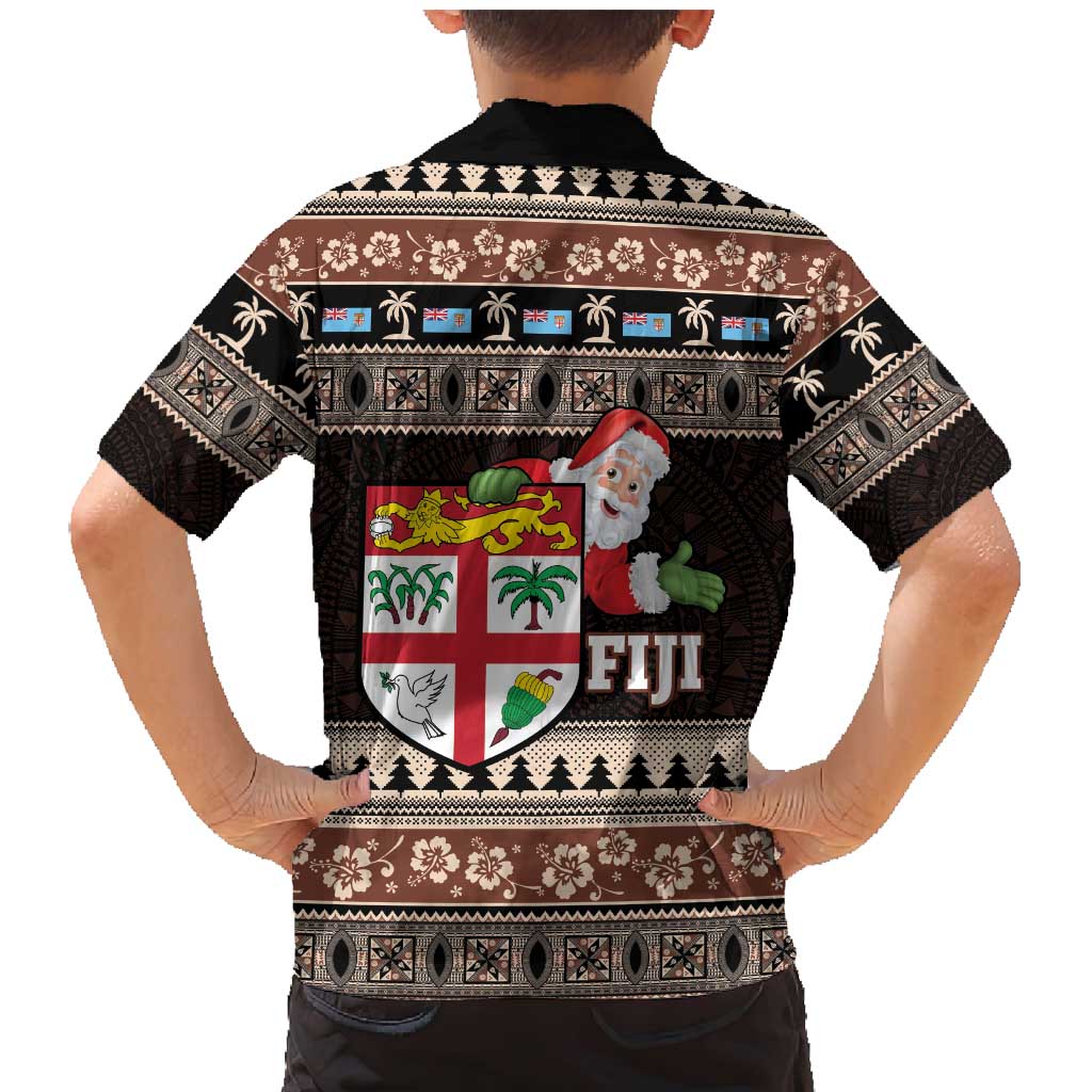 Fiji Christmas Family Matching Mermaid Dress and Hawaiian Shirt Fijian Masi Marau na Kerisimasi! - Brown