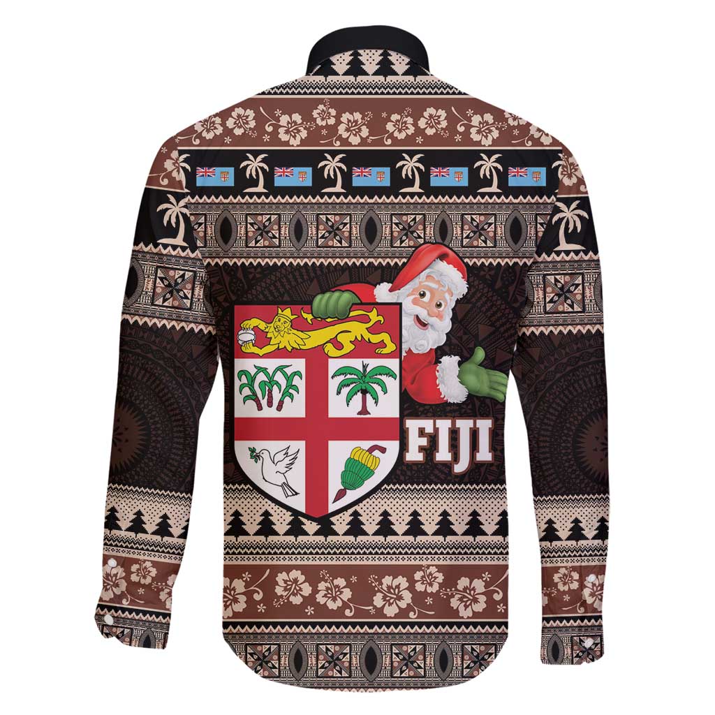 Fiji Christmas Family Matching Off Shoulder Maxi Dress and Hawaiian Shirt Fijian Masi Marau na Kerisimasi! - Brown LT14 - Polynesian Pride