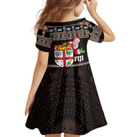 Fiji Christmas Family Matching Off Shoulder Short Dress and Hawaiian Shirt Fijian Masi Marau na Kerisimasi! - Brown LT14 - Polynesian Pride