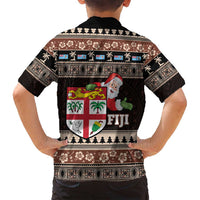 Fiji Christmas Family Matching Puletasi and Hawaiian Shirt Fijian Masi Marau na Kerisimasi! - Brown LT14 - Polynesian Pride