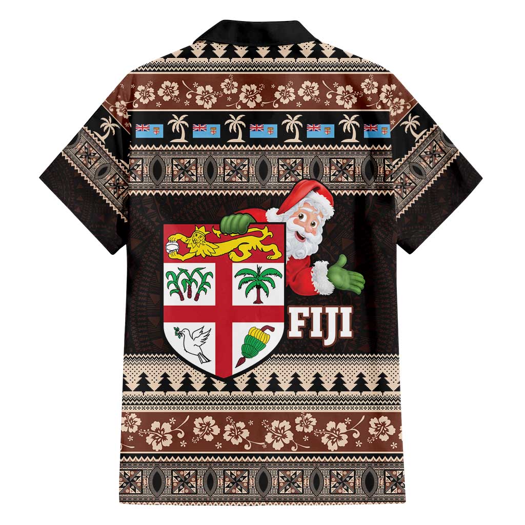 Fiji Christmas Family Matching Puletasi and Hawaiian Shirt Fijian Masi Marau na Kerisimasi! - Brown LT14 - Polynesian Pride