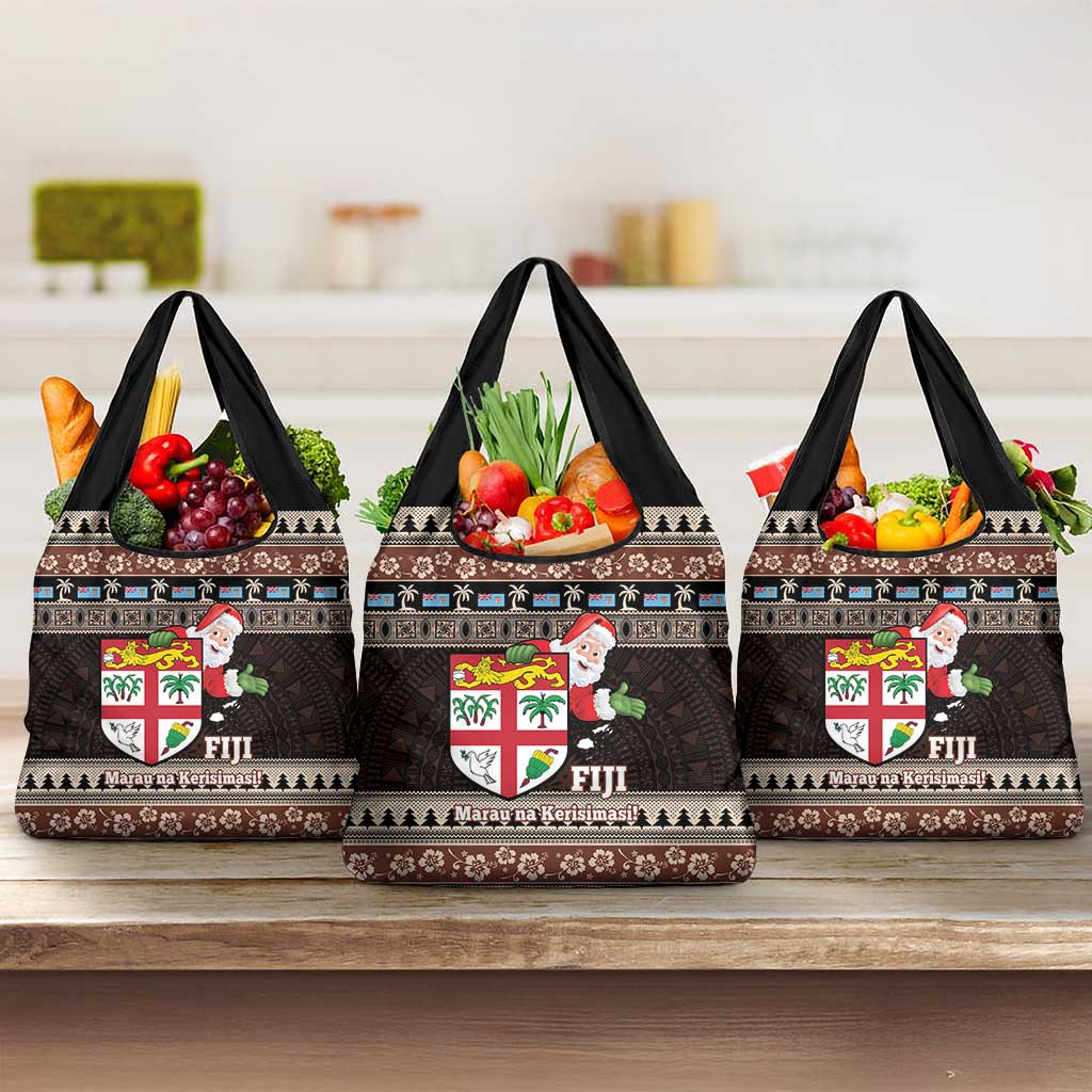 Fiji Christmas Grocery Bag Fijian Masi Marau na Kerisimasi! - Brown