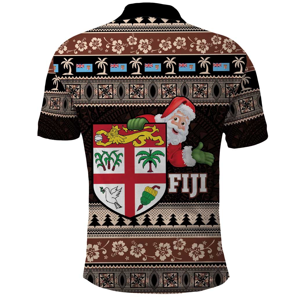 Fiji Christmas Polo Shirt Fijian Masi Marau na Kerisimasi! - Brown
