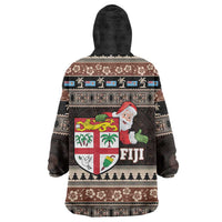 Fiji Christmas Wearable Blanket Hoodie Fijian Masi Marau na Kerisimasi! - Brown