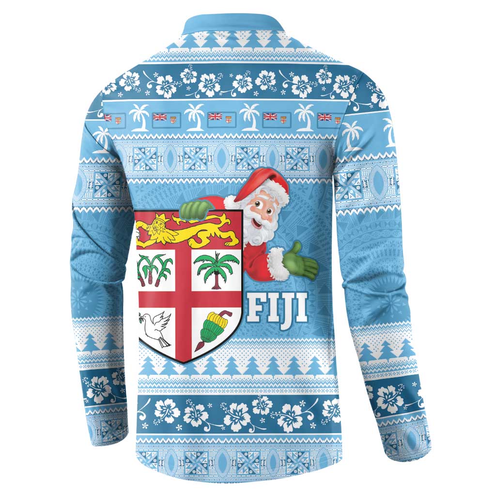 Fiji Christmas Button Sweatshirt Fijian Masi Marau na Kerisimasi! - Blue