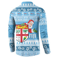Fiji Christmas Button Sweatshirt Fijian Masi Marau na Kerisimasi! - Blue