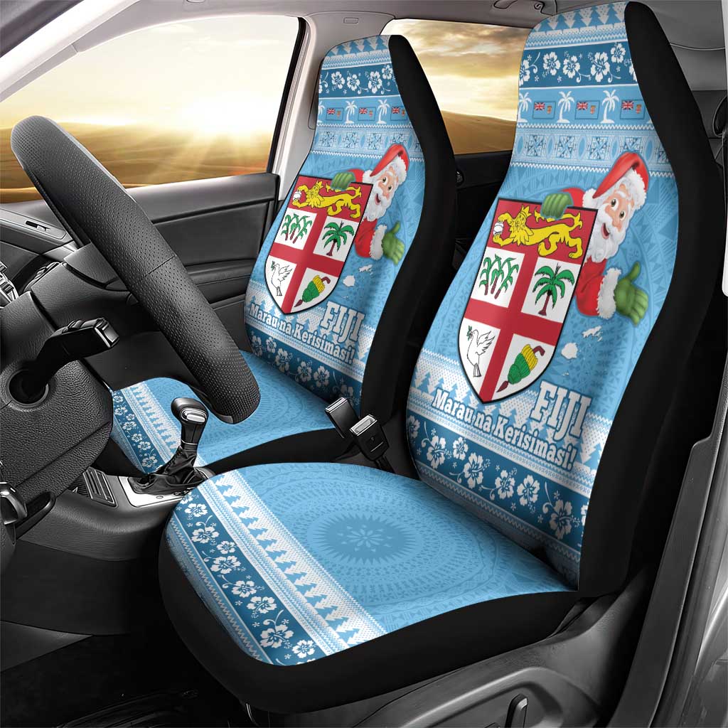 Fiji Christmas Car Seat Cover Fijian Masi Marau na Kerisimasi! - Blue