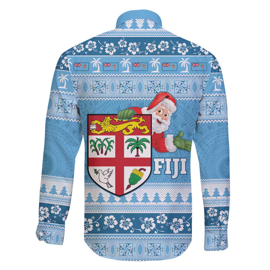 Fiji Christmas Family Matching Off Shoulder Short Dress and Hawaiian Shirt Fijian Masi Marau na Kerisimasi! - Blue LT14 - Polynesian Pride