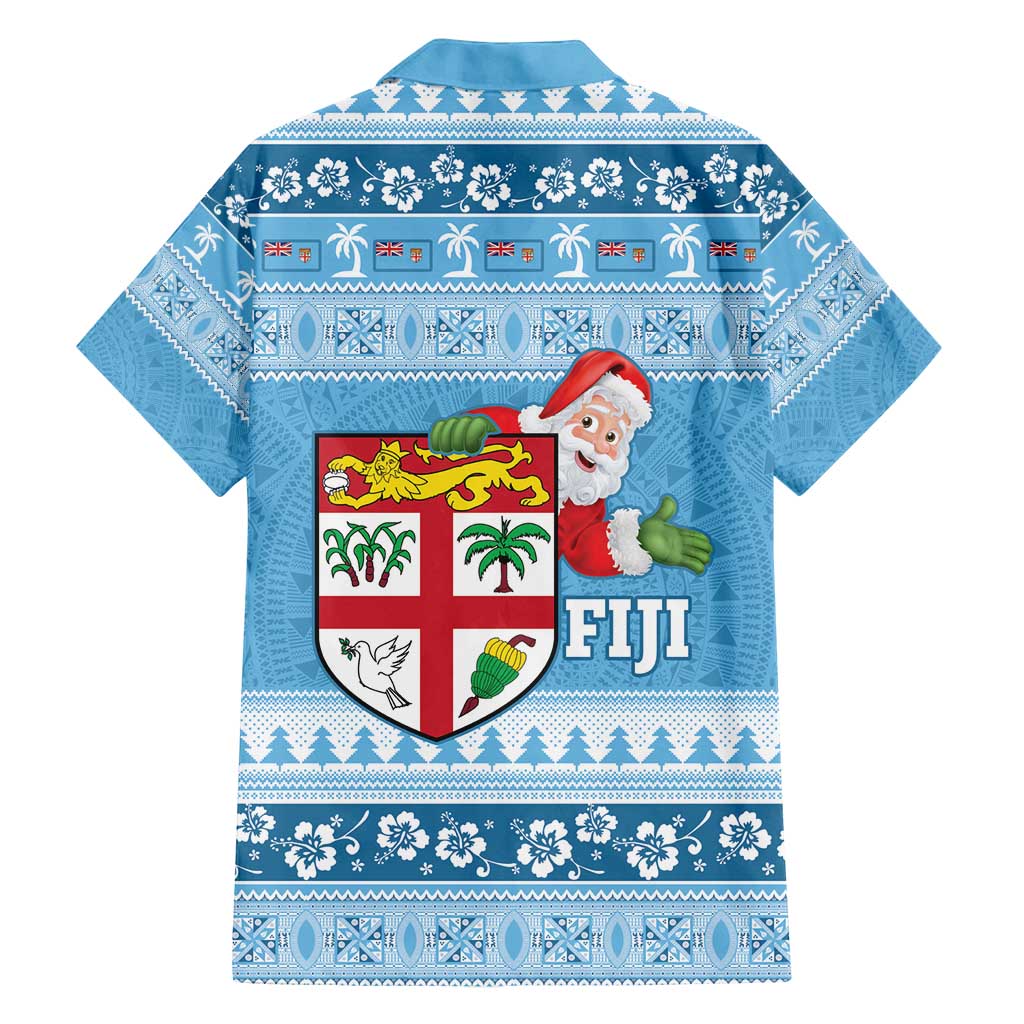 Fiji Christmas Family Matching Puletasi and Hawaiian Shirt Fijian Masi Marau na Kerisimasi! - Blue LT14 - Polynesian Pride