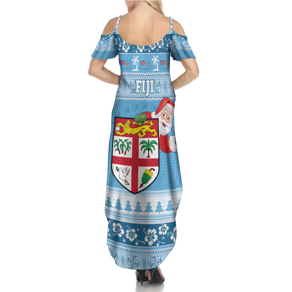 Fiji Christmas Family Matching Summer Maxi Dress and Hawaiian Shirt Fijian Masi Marau na Kerisimasi! - Blue