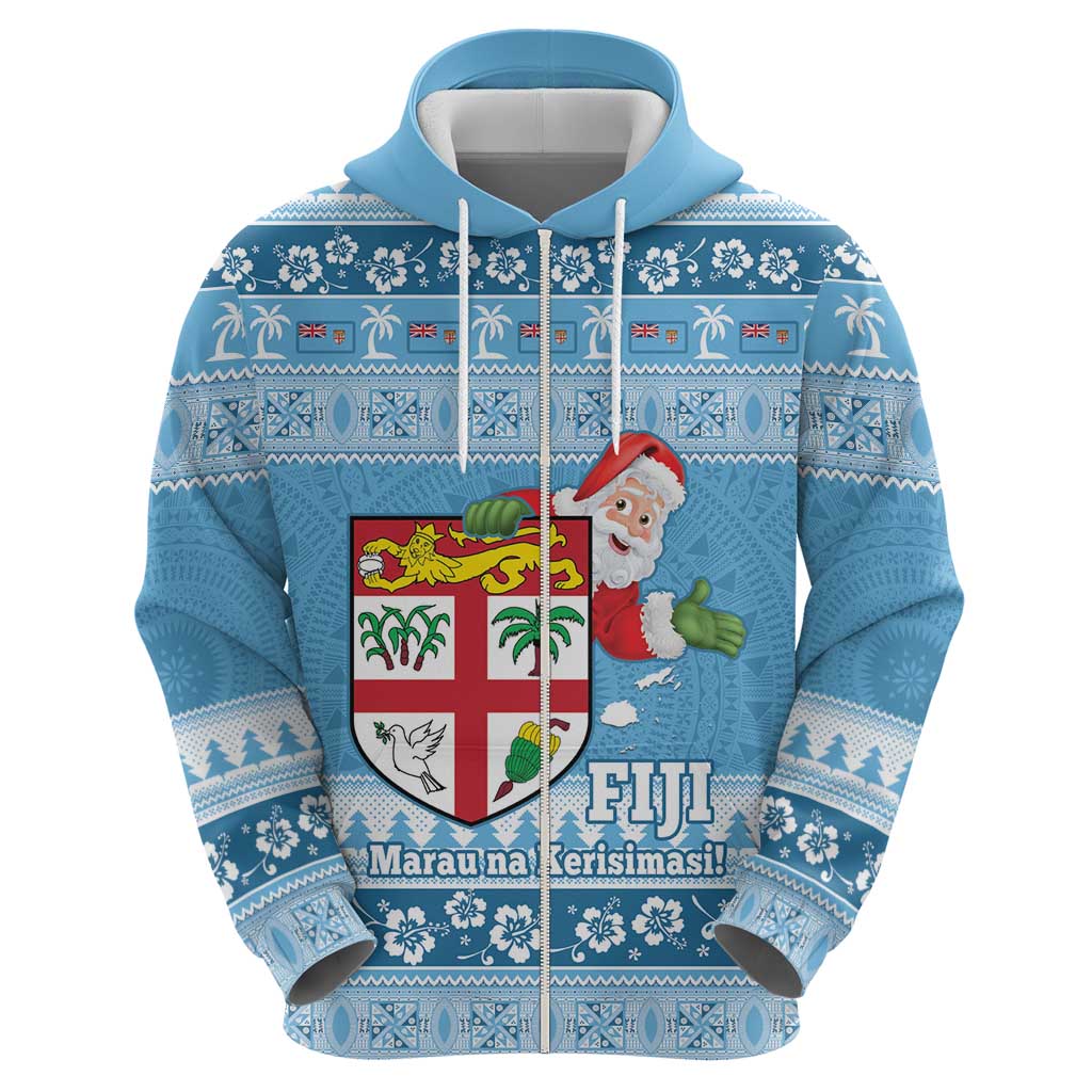 Fiji Christmas Hoodie Fijian Masi Marau na Kerisimasi! - Blue