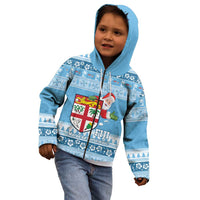 Fiji Christmas Kid Hoodie Fijian Masi Marau na Kerisimasi! - Blue