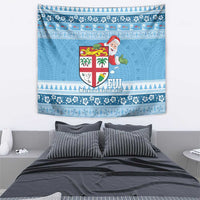 Fiji Christmas Tapestry Fijian Masi Marau na Kerisimasi! - Blue