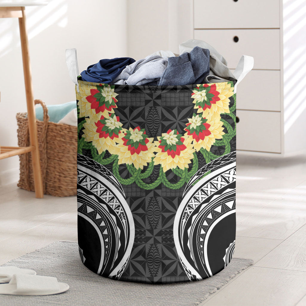 Black Tonga Ngatu Kahoa Lei Laundry Basket LT14 Black - Polynesian Pride