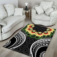 Black Tonga Ngatu Kahoa Lei Area Rug LT14 - Polynesian Pride