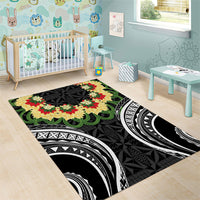 Black Tonga Ngatu Kahoa Lei Area Rug LT14 - Polynesian Pride