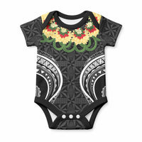 Black Tonga Ngatu Kahoa Lei Baby Onesie LT14 Black - Polynesian Pride