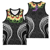 Black Tonga Ngatu Kahoa Lei Basketball Jersey LT14 - Polynesian Pride