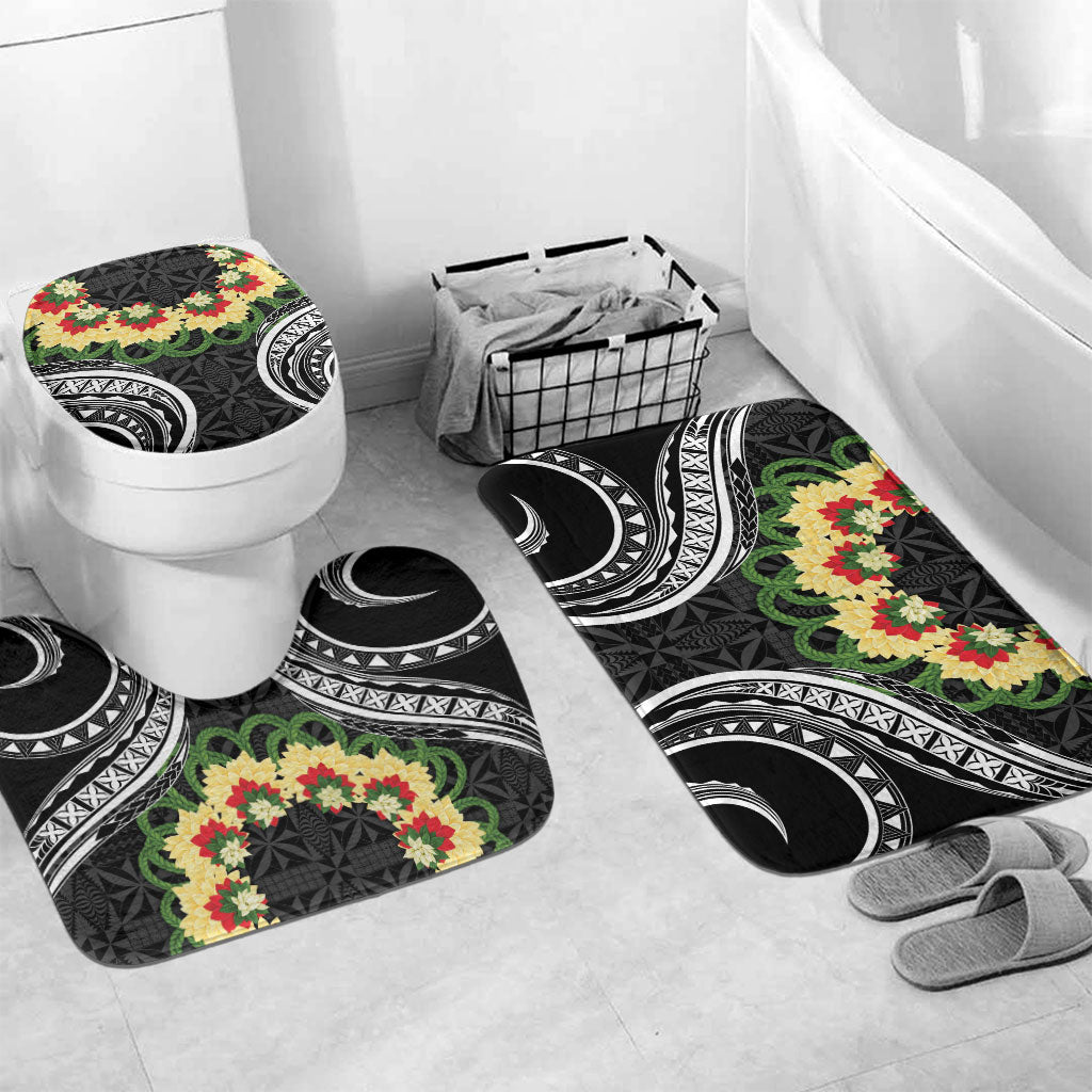 Black Tonga Ngatu Kahoa Lei Bathroom Set LT14 Mat Set Only (3 pcs) One Size Black - Polynesian Pride