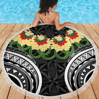 Black Tonga Ngatu Kahoa Lei Beach Blanket LT14 - Polynesian Pride