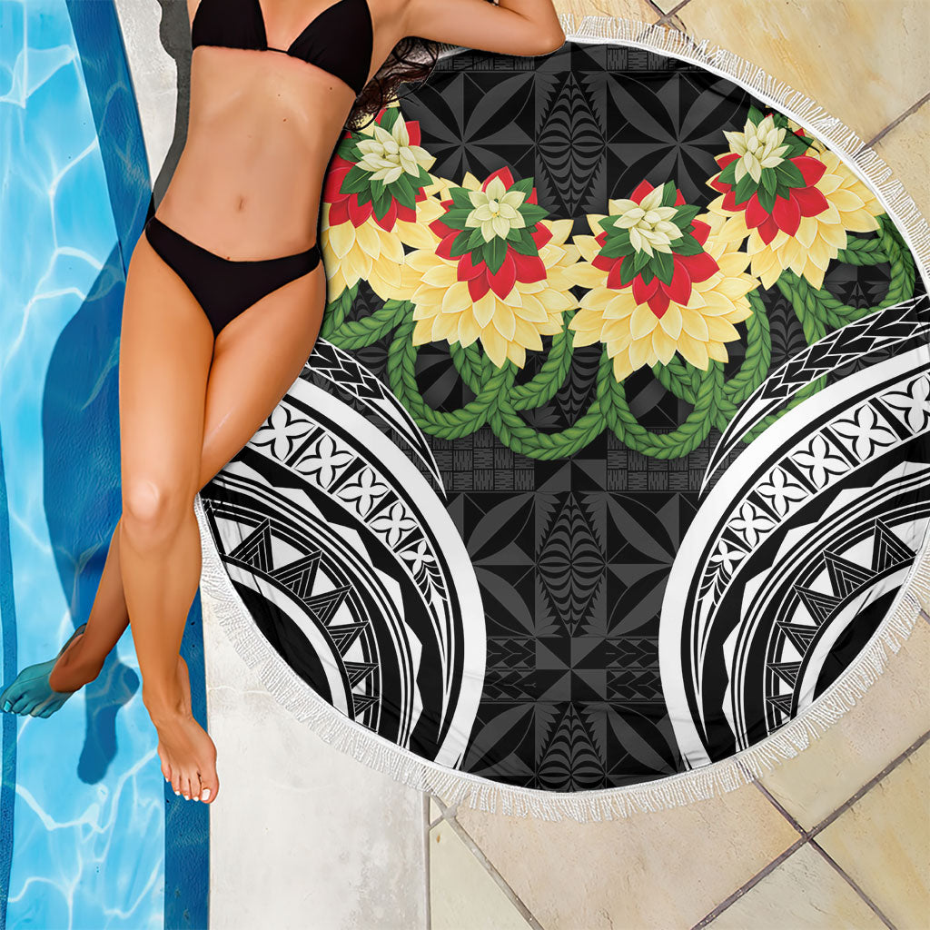 Black Tonga Ngatu Kahoa Lei Beach Blanket LT14 - Polynesian Pride