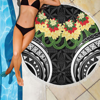 Black Tonga Ngatu Kahoa Lei Beach Blanket LT14 - Polynesian Pride