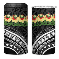 Black Tonga Ngatu Kahoa Lei 4 in 1 Can Cooler Tumbler LT14 One Size: 16 oz Black - Polynesian Pride