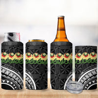Black Tonga Ngatu Kahoa Lei 4 in 1 Can Cooler Tumbler LT14 - Polynesian Pride