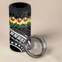 Black Tonga Ngatu Kahoa Lei 4 in 1 Can Cooler Tumbler LT14 - Polynesian Pride